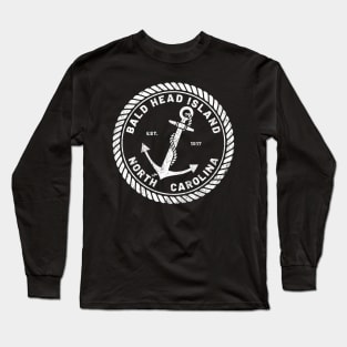 Vintage Anchor and Rope for Traveling to Bald Head Island, North Carolina Long Sleeve T-Shirt